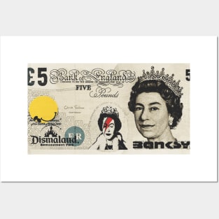 Queen Elizabeth Bowie Tribute on a Fiver Posters and Art